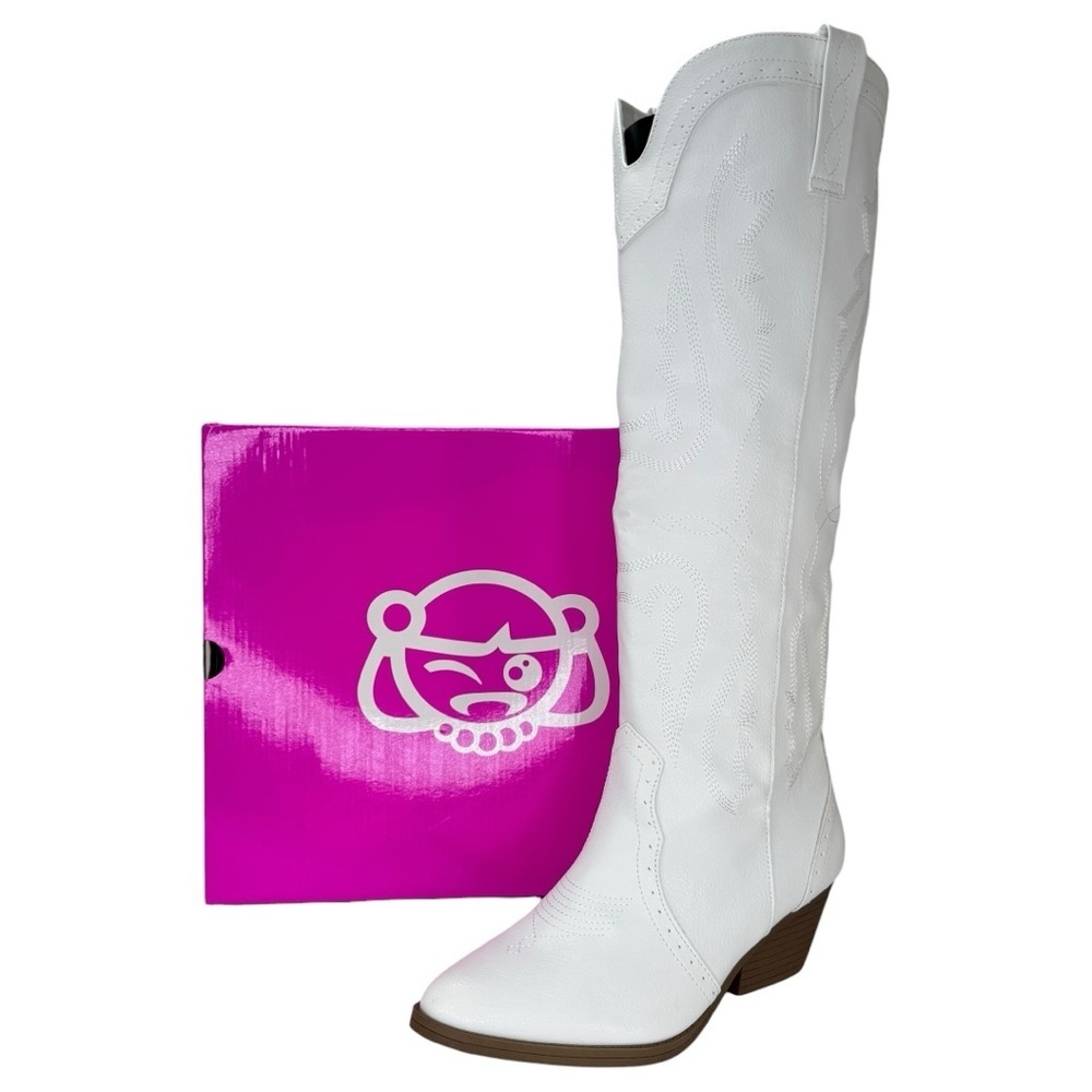 Sugar Tall Tam White Faux Leather Knee High Womens Western Style Boots Size 9.5M - Picture 13 of 13